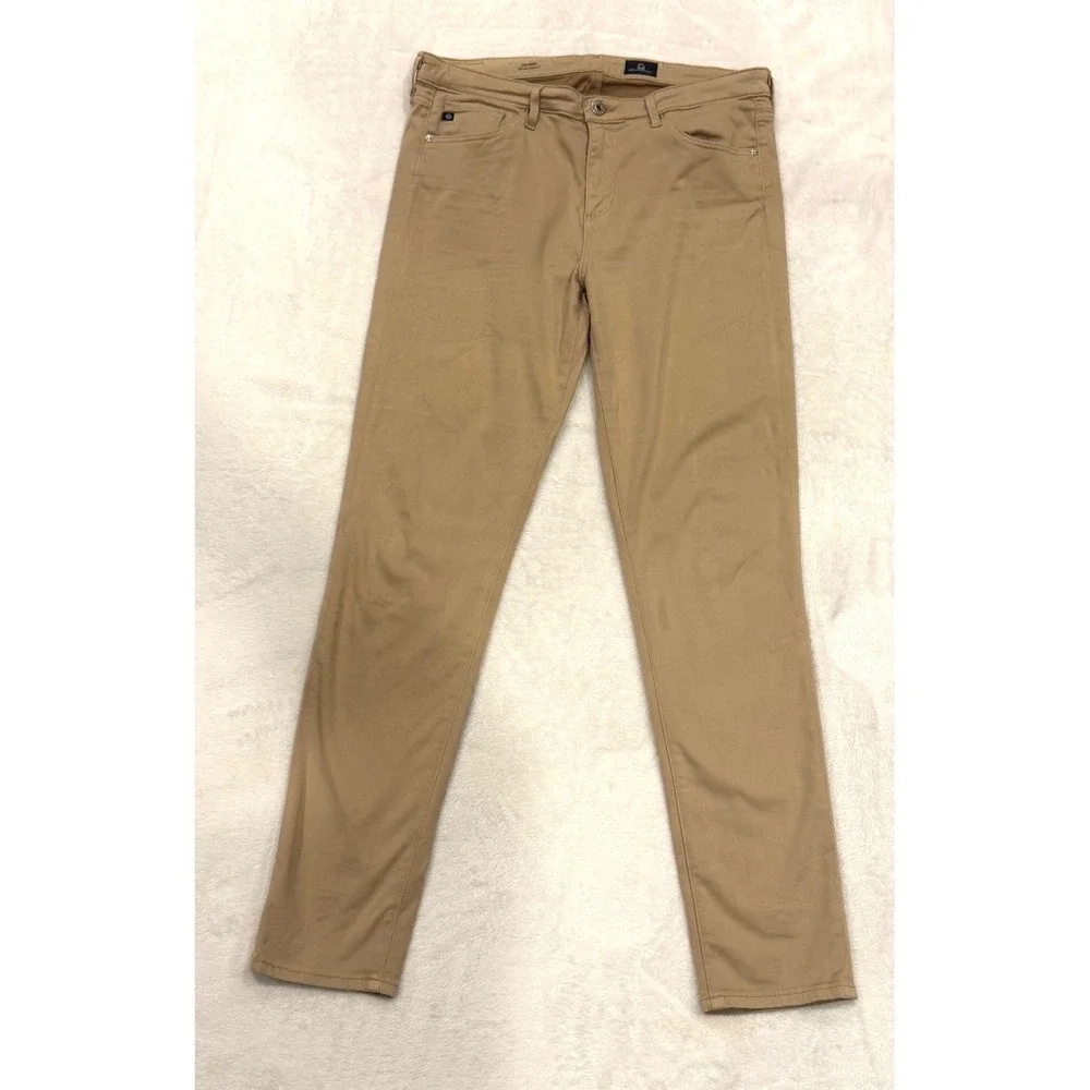 AG Adriano Goldschmied The Prima Mid-Rise Cigarette Pants Tan Khaki 31R‎ LS81434